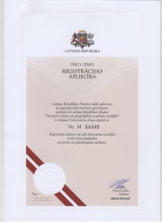 Certificate of Trademark Ownership LIRA (Latvia)