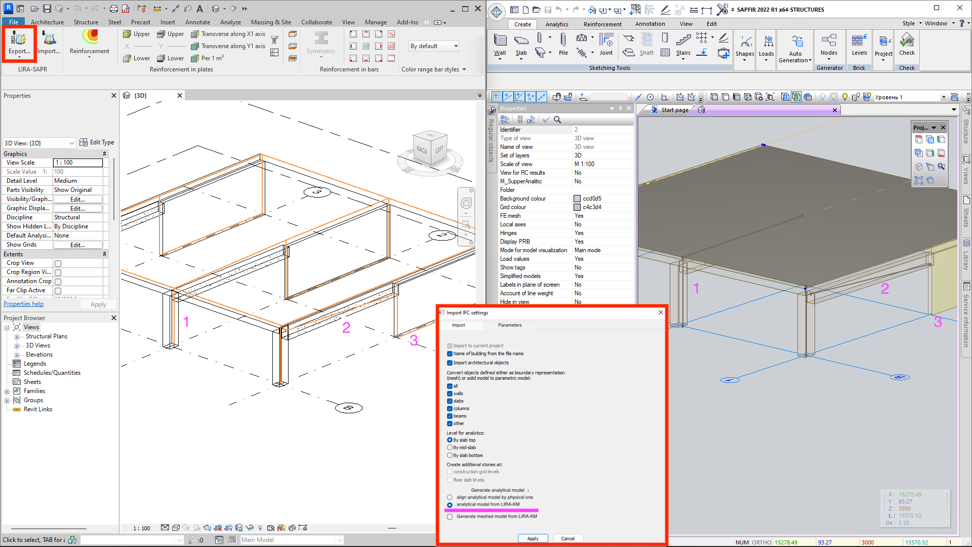 Transfer the modified analytical model from Revit to LIRA-SAPR.png